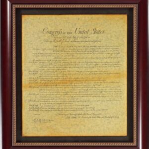 Framed Bill of Rights document (14x17 image) with storyboard