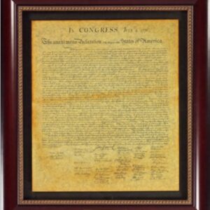 Framed Declaration of Independence document (14x17 image) with storyboard